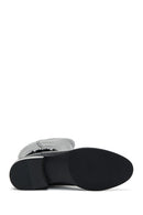 Women's Black Leather Buckle Flat Boots | Derimod