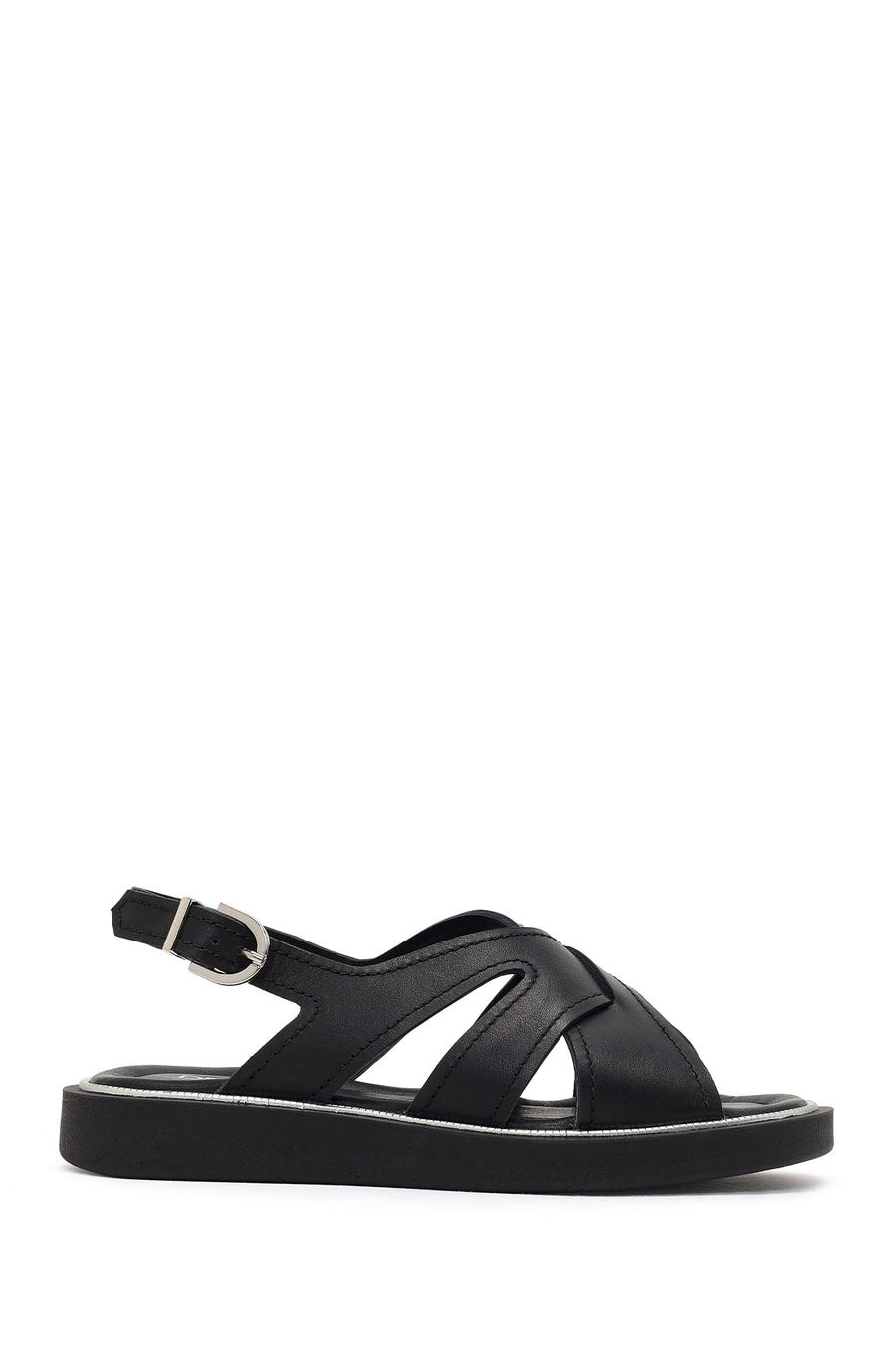 Women's Black Buckled Leather Sandals 26SFD204918 | Derimod