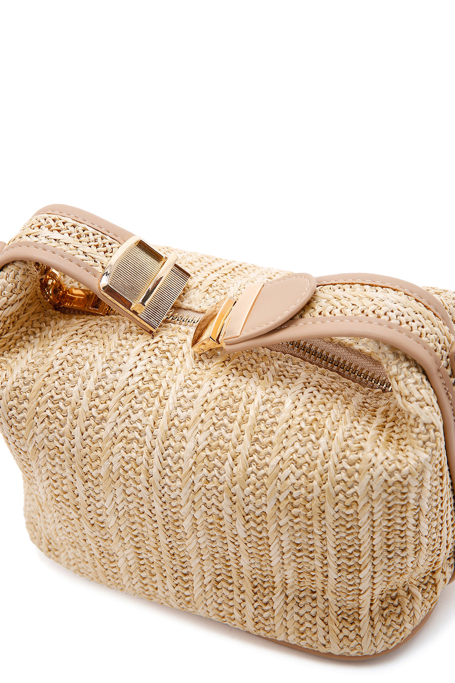 Women's Beige Long Straw Mini Handbag