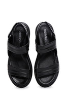 Women's Black Leather Comfort Sandals | Derimod