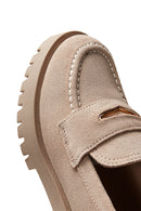 Kadın Bej Deri Süet Maskülen Loafer | Derimod