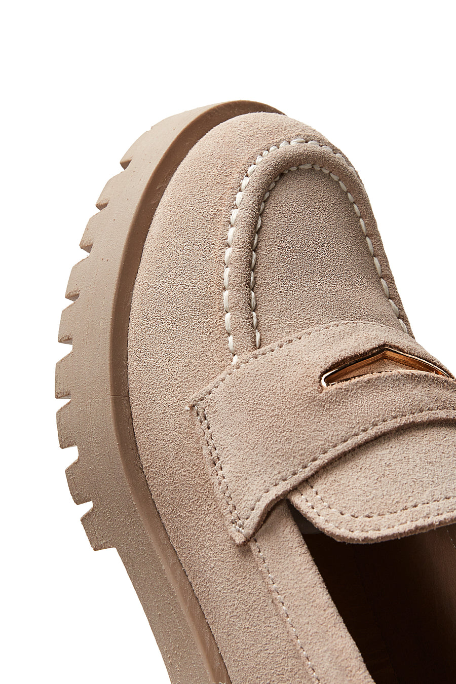 Kadın Bej Deri Süet Maskülen Loafer
