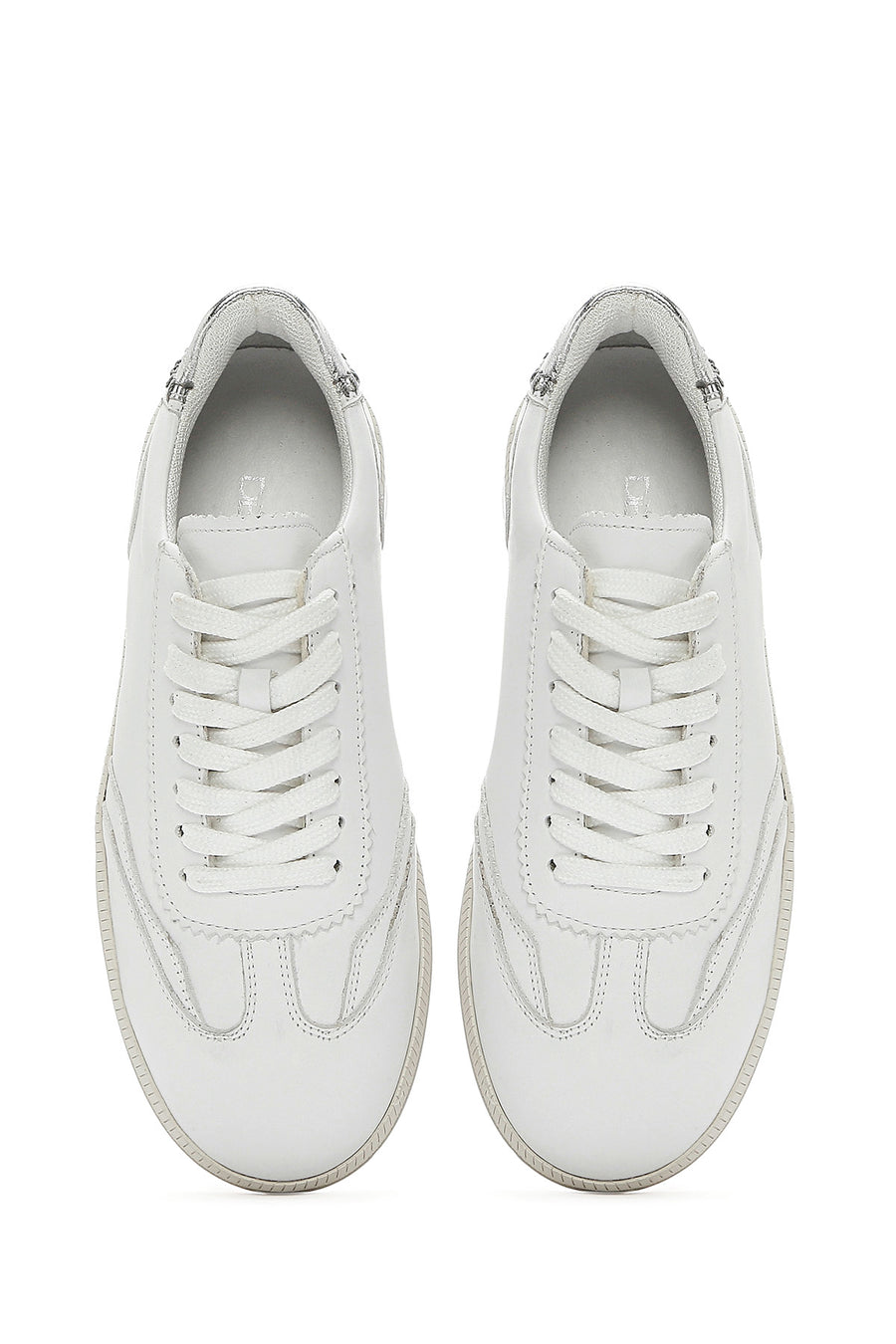 Kadın Beyaz Bağcıklı Deri Sneaker