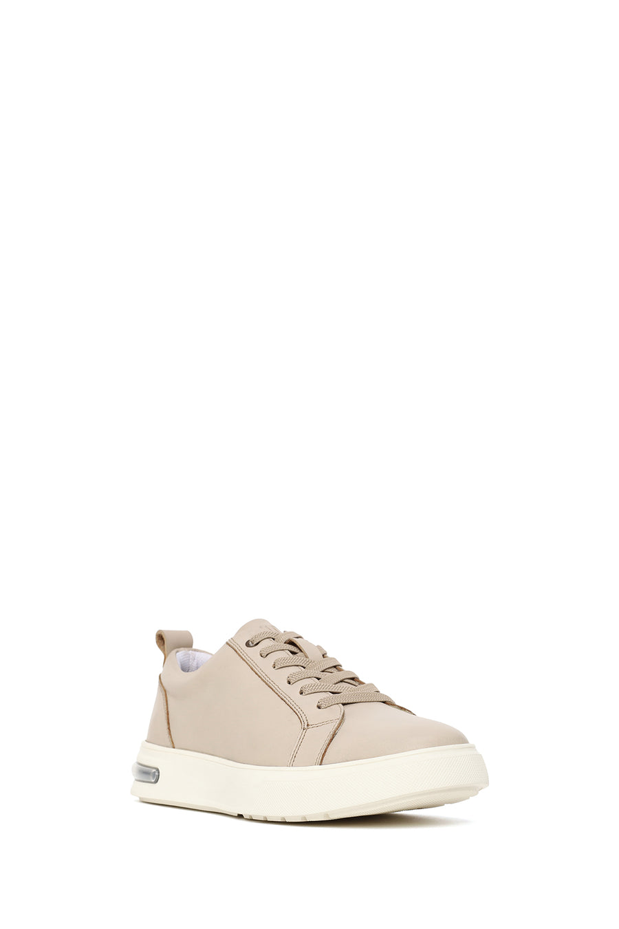 Erkek Bej Bağcıklı Deri Sneaker