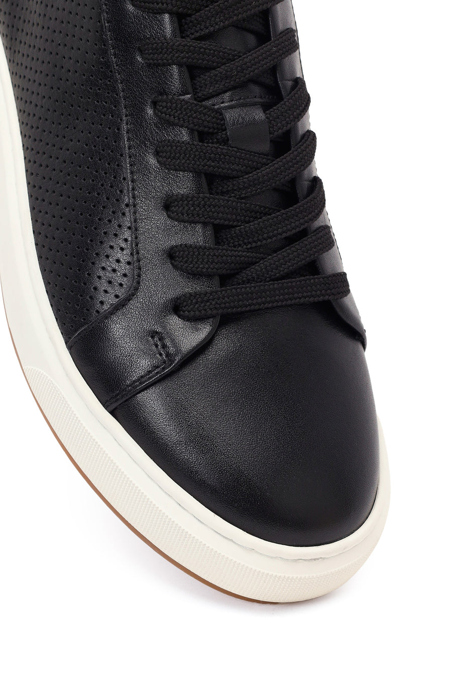 Erkek Siyah Bağcıklı Deri Sneaker