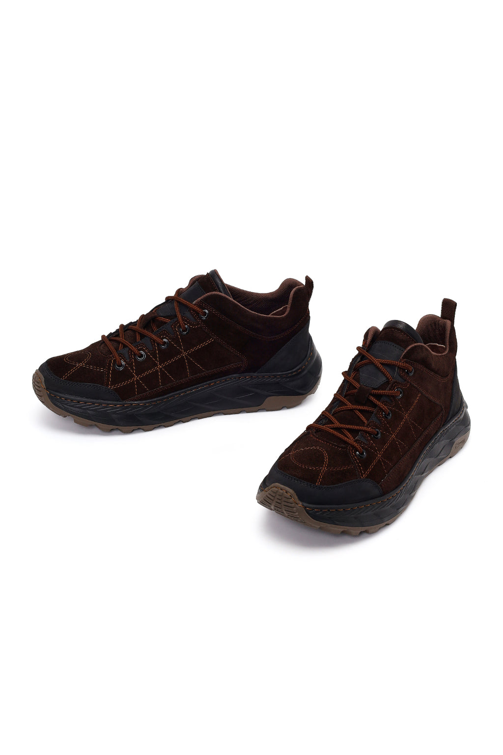 Erkek Kahverengi Bağcıklı Kalın Tabanlı Süet Deri Sneaker