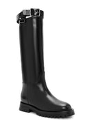 Women's Black Buckle Detailed Leather Boots | Derimod