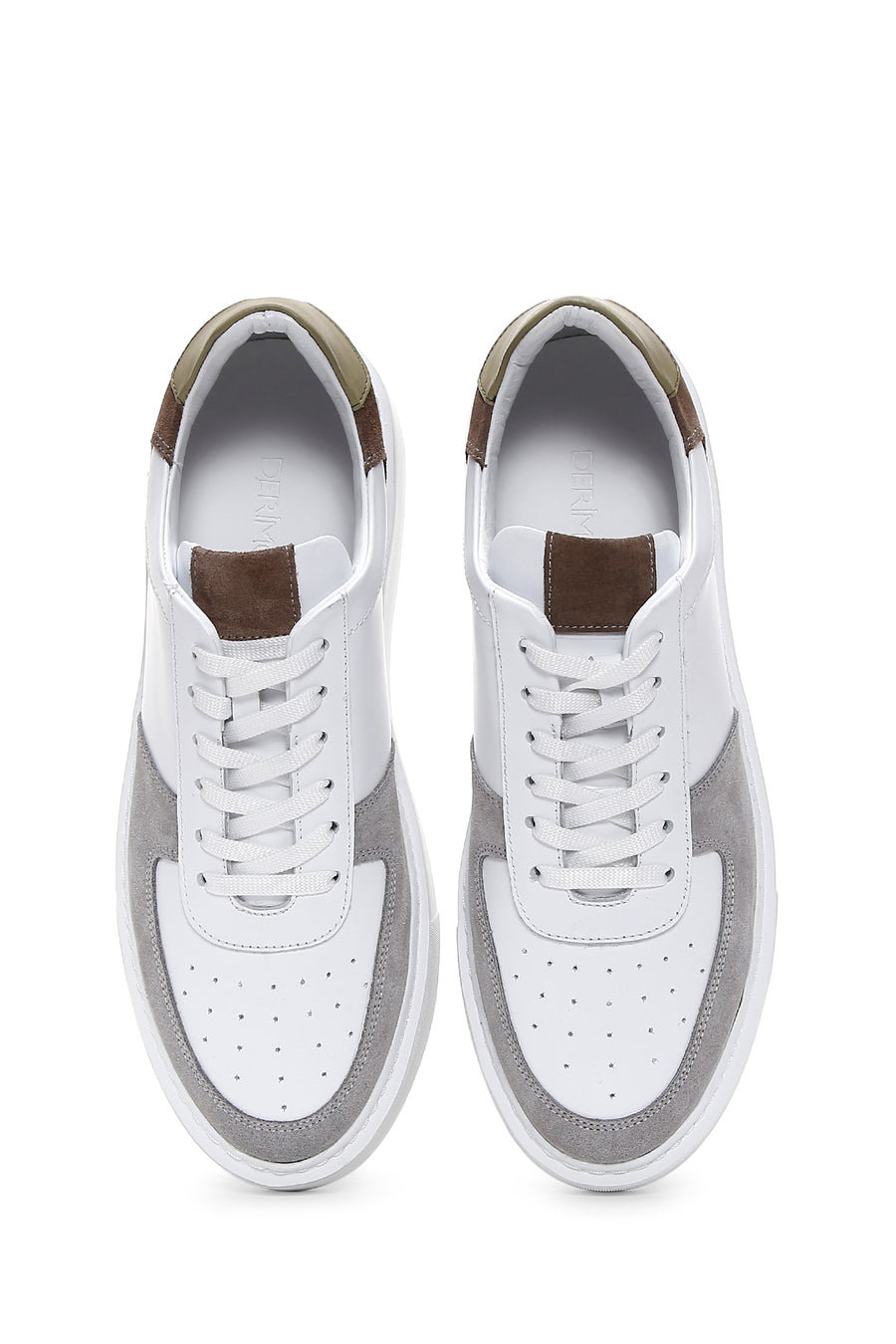 Erkek Beyaz Kalın Tabanlı Deri Sneaker