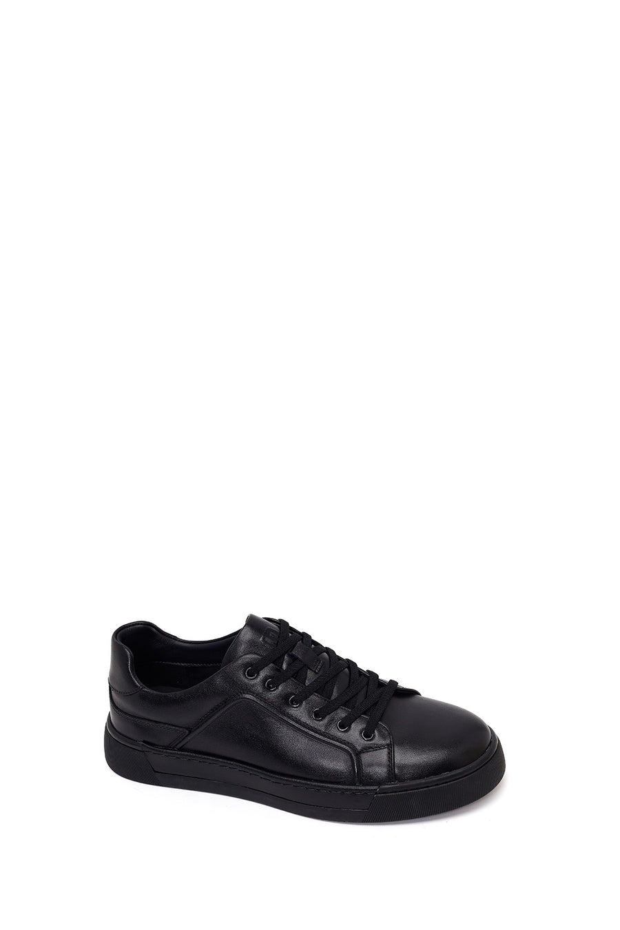 Erkek Siyah Bağcıklı Deri Sneaker