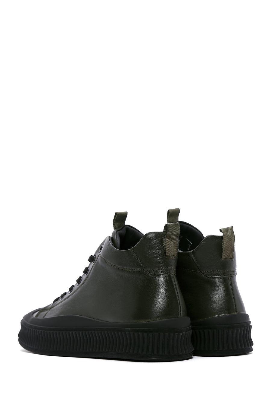 Men's Khaki Leather High Top Sneaker