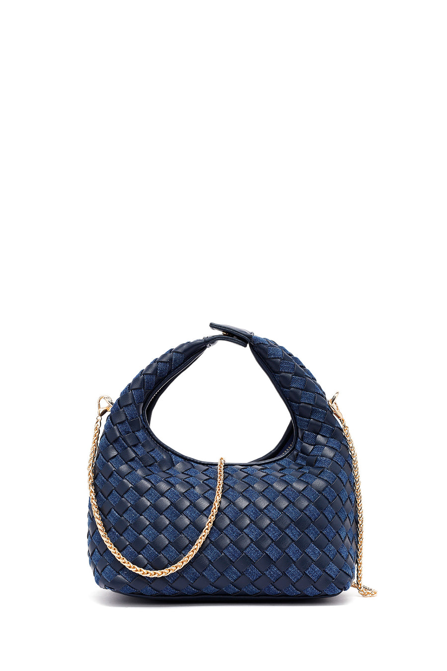 Women's Blue Long Strap Braided Mini Handbag