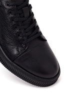 Male Black Lace-up Leather Sneaker | Derimod