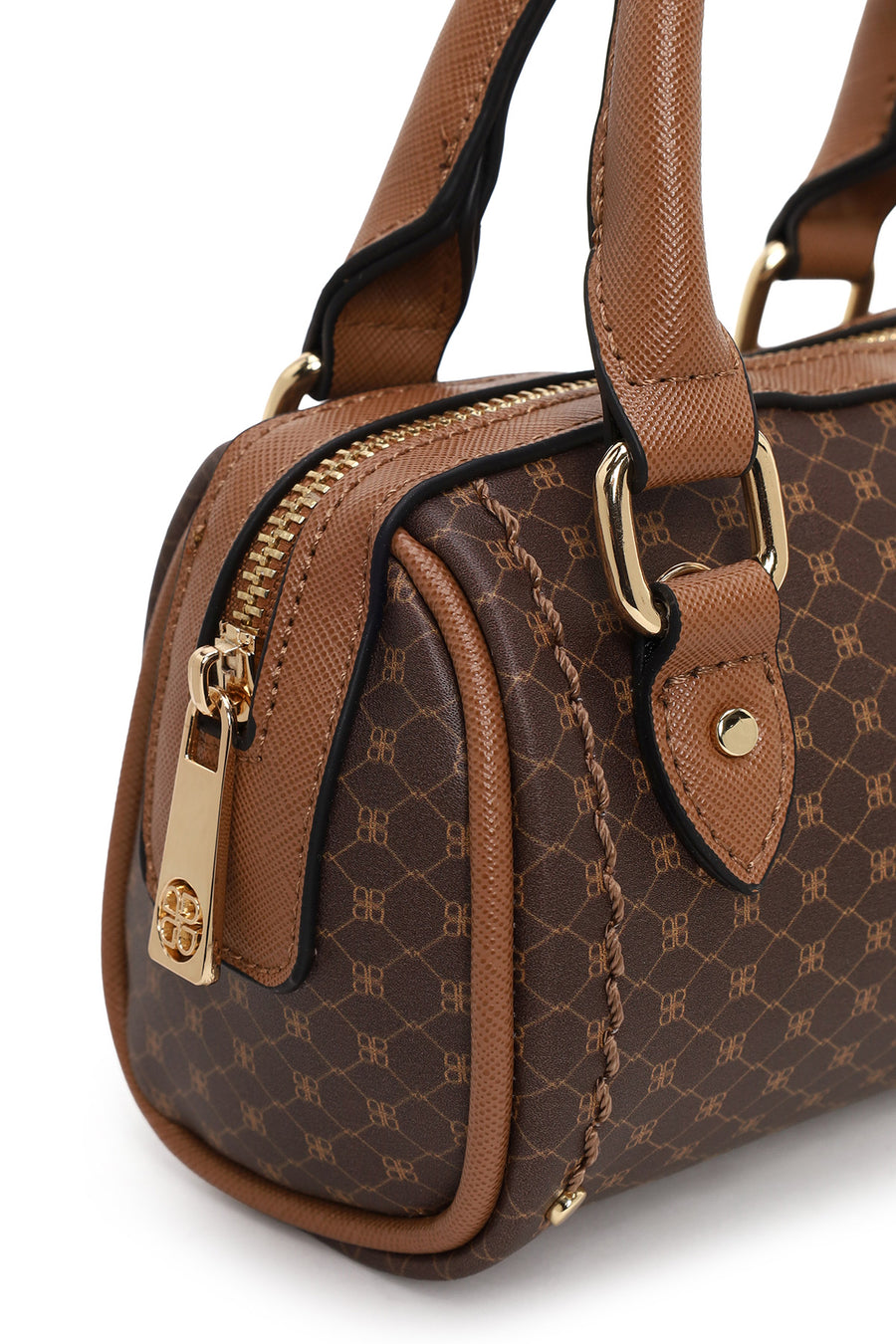 Woman Brown Long-Strap Printed Mini Crossbody Bag