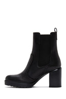 Women's Black Leather Heeled Chelsea Boots | Derimod