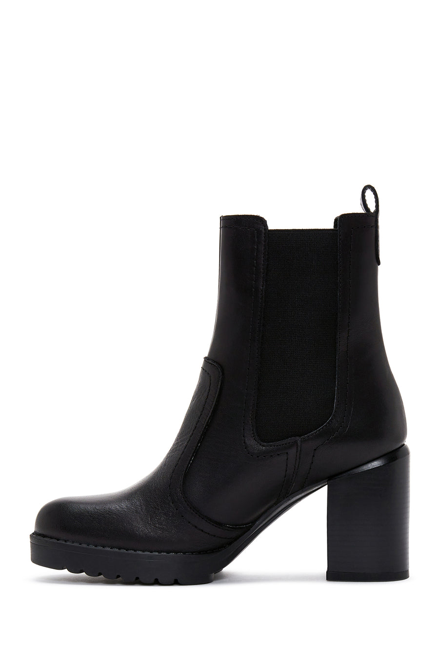 Women's Black Leather Heeled Chelsea Boots