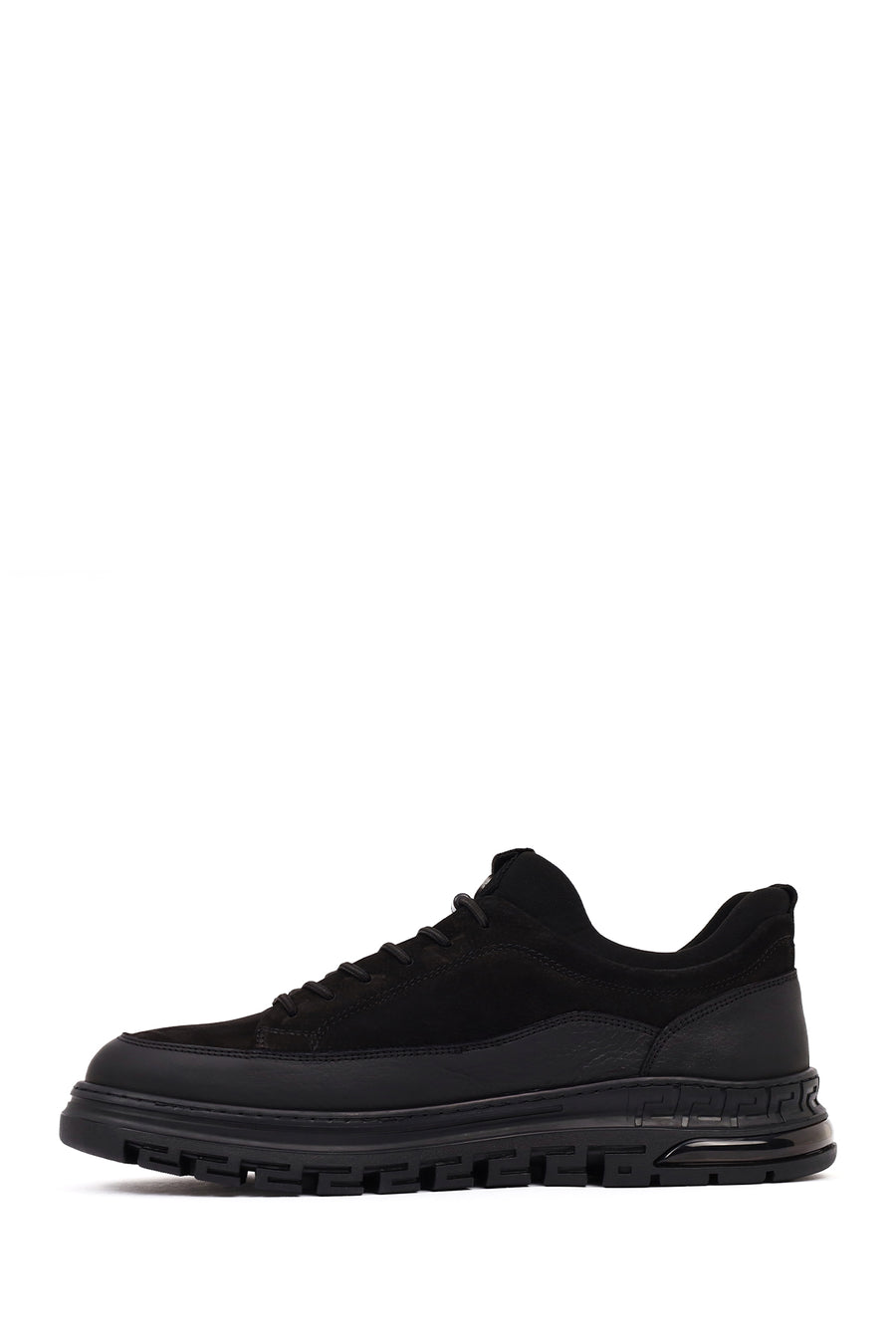 Erkek Siyah Bağcıklı Nubuk Deri Sneaker
