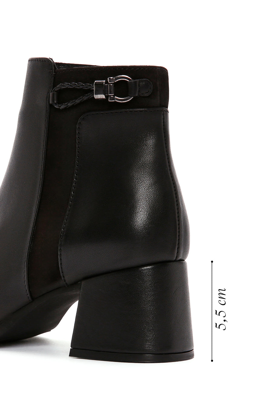 Women's Black Zipper Heeled Leather Boots