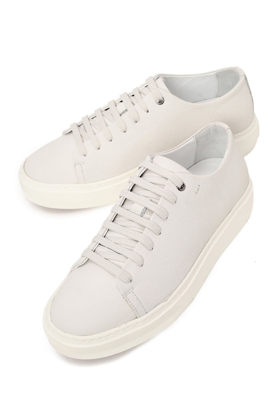 Male White Lace-Up Leather Sneaker