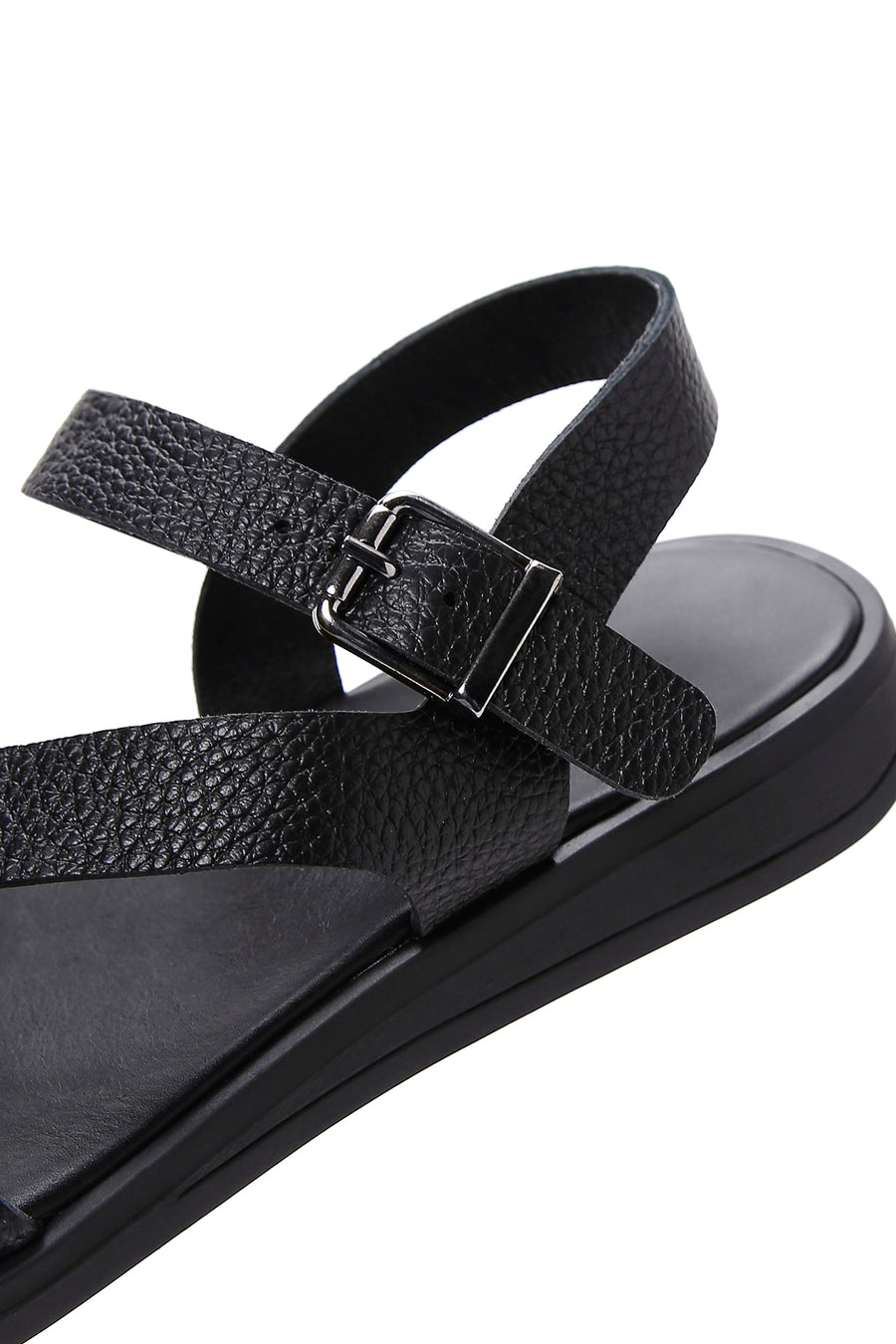 Women's Black Leather Comfort Sandals