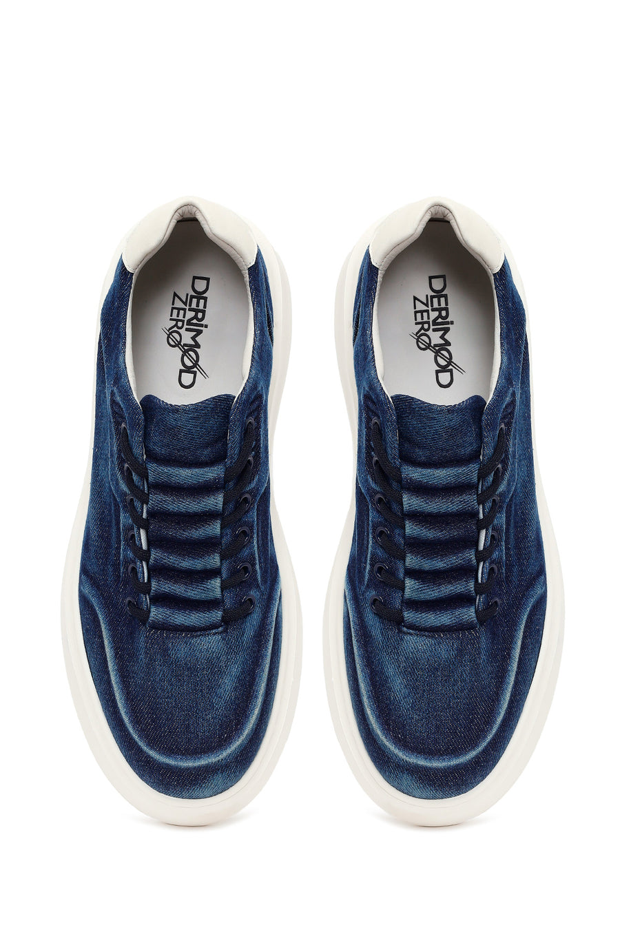 Erkek Lacivert Bağcıklı Kalın Tabanlı Kumaş Sneaker