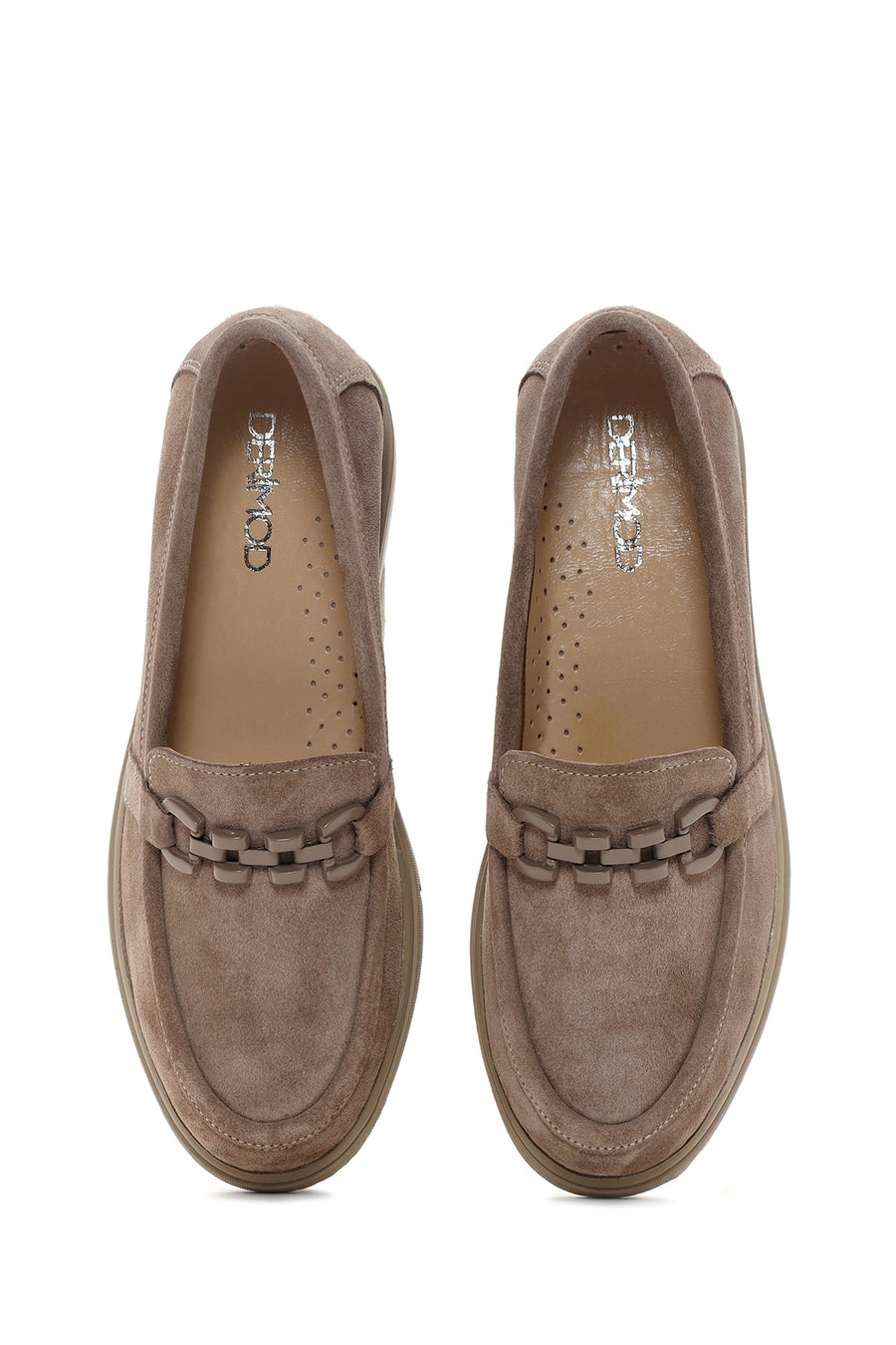 Kadın Vizon Süet Deri Tokalı Comfort Casual Loafer