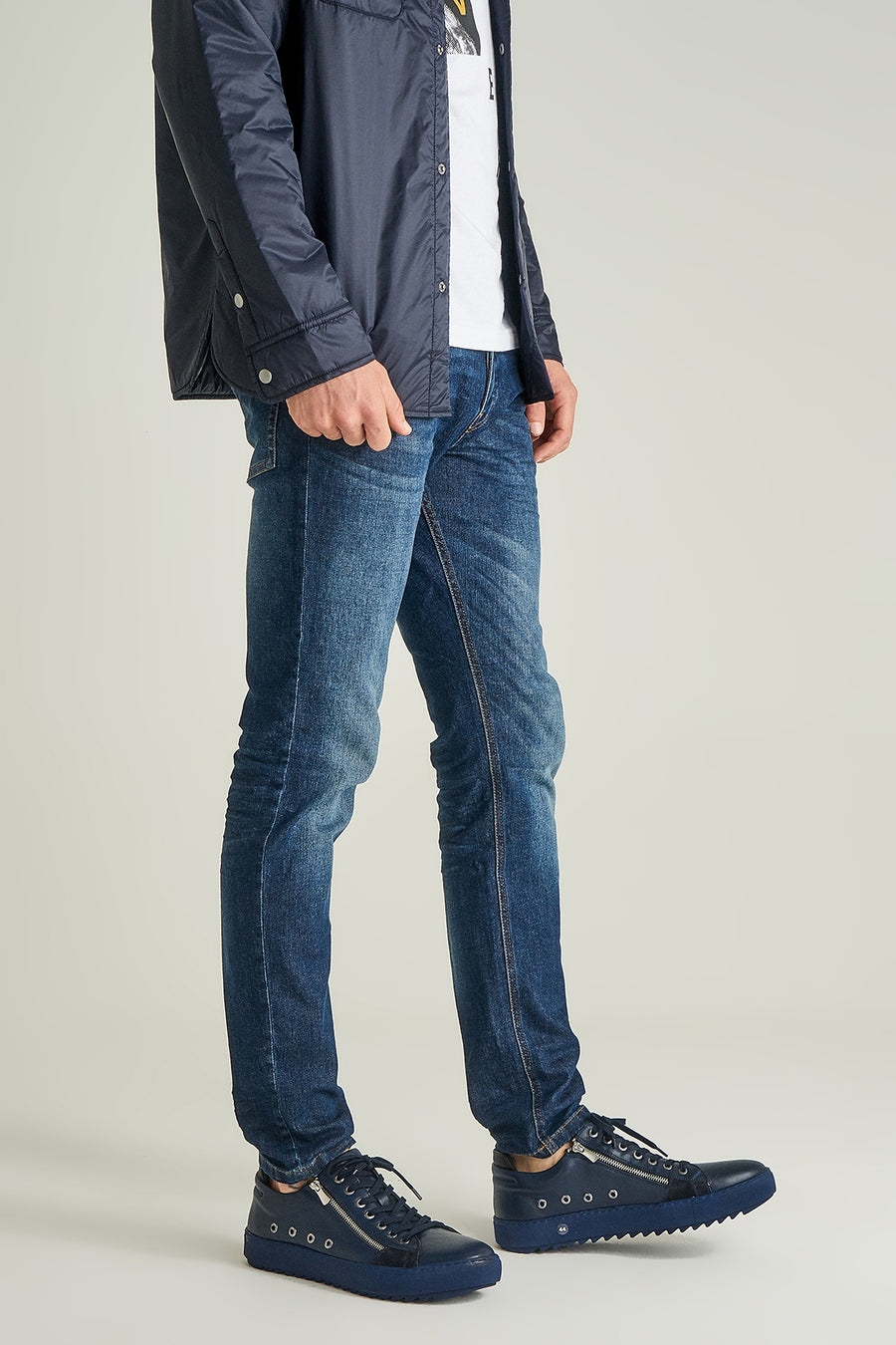 Men's Leather Shoes with Zipper Detail