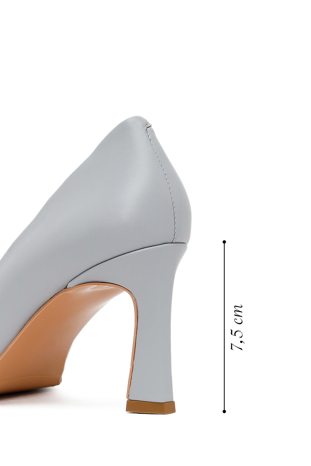 Kadın Açık Mavi Kalın Topuklu Deri Stiletto