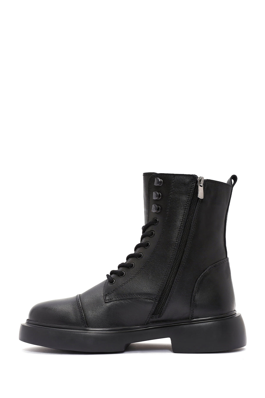 Erkek Siyah Fermuarlı Deri Casual Bot