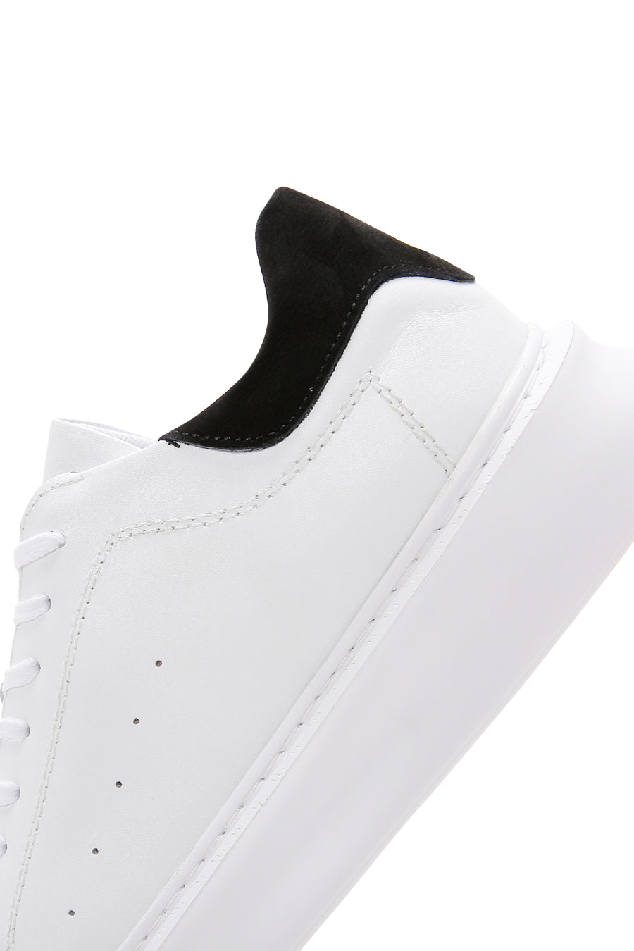 Erkek Beyaz Deri Kalın Tabanlı Sneaker
