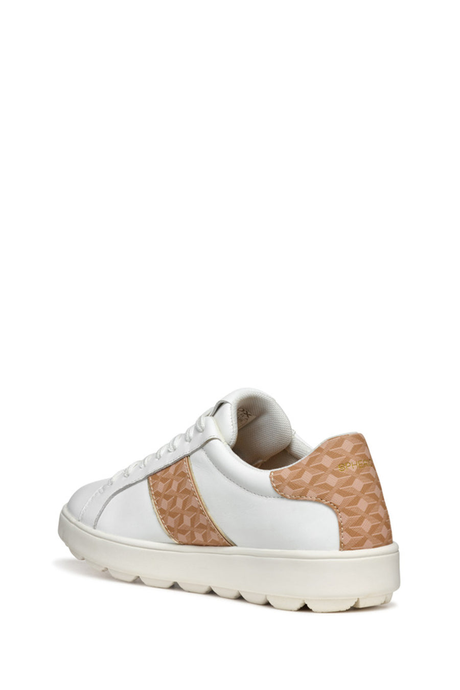 Geox Kadın Beyaz D Spherica Ecub - 1 A - Na + Pr.Sy Bağcıklı Deri Sneaker
