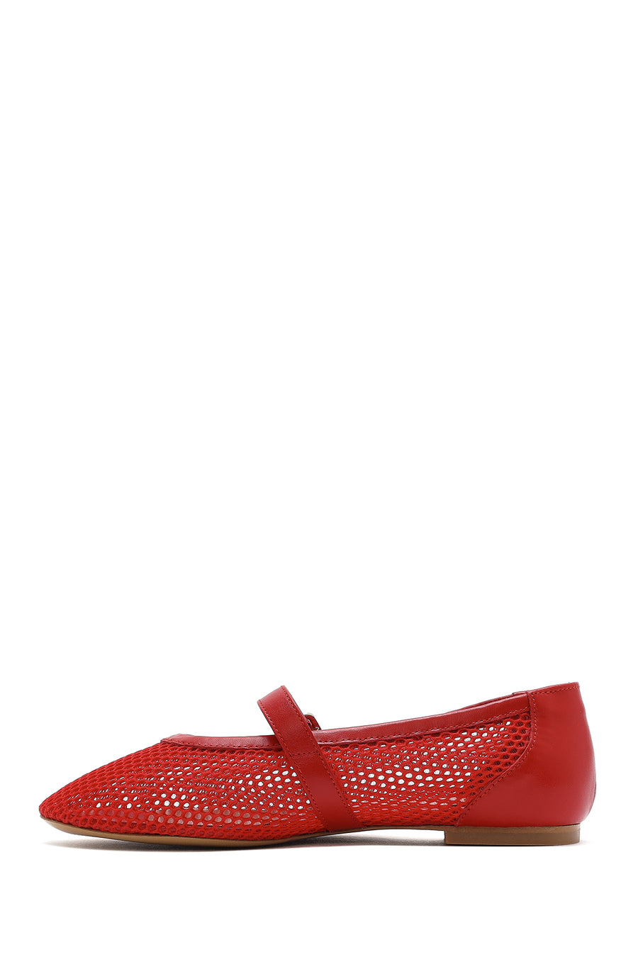 Women's Red Mesh Strappy Ballerinas