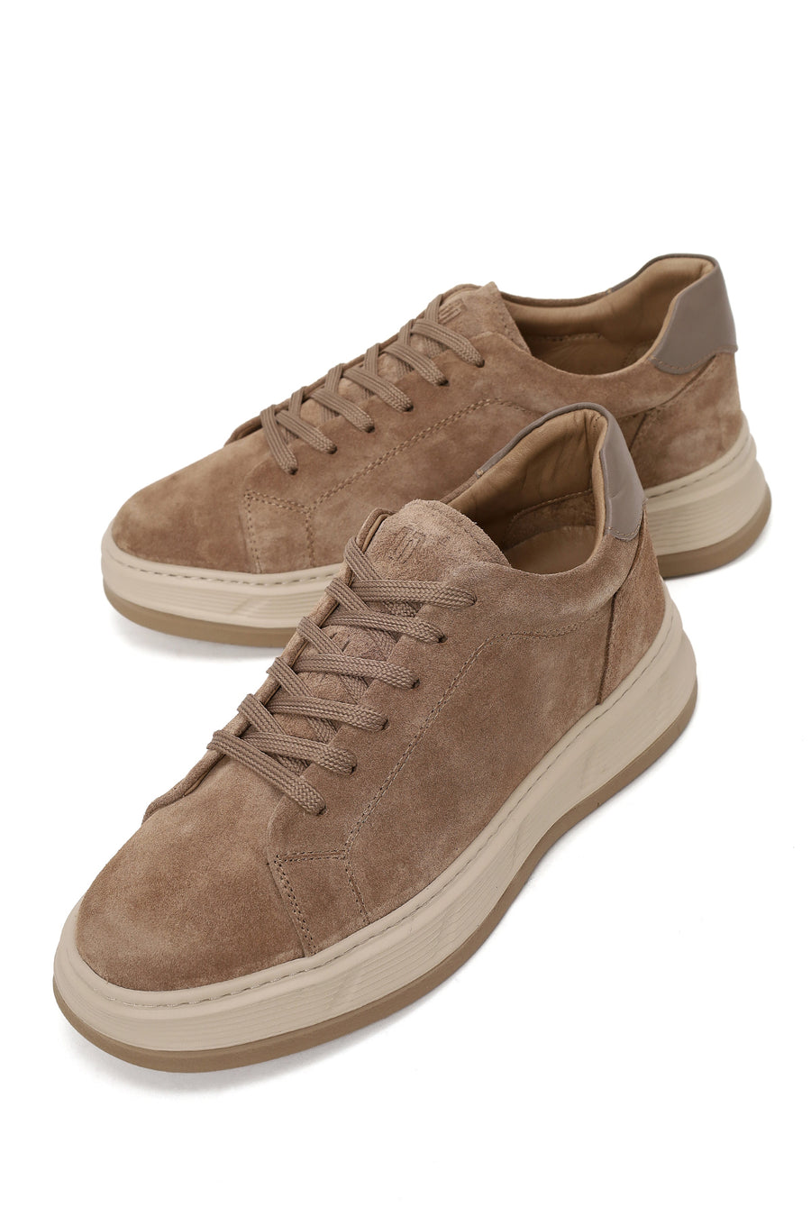 Erkek Vizon Bağcıklı Kalın Tabanlı Süet Deri Sneaker