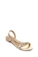 Woman Gold Stone-Embellished Sandal | Derimod