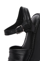 Women's Black Leather Thick Sole Comfort Sandals | Derimod