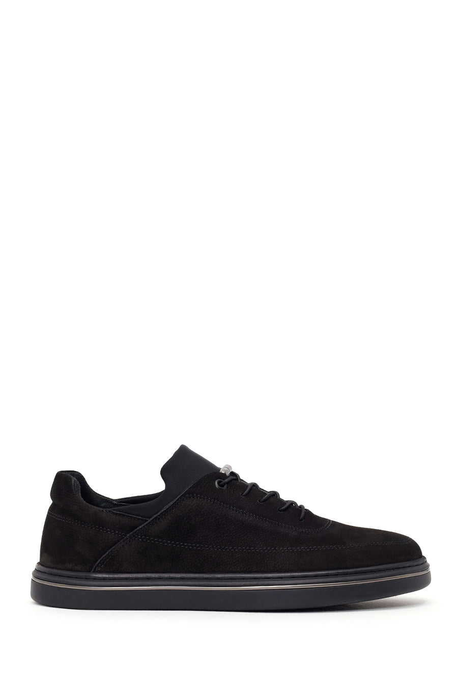 Erkek Siyah Bağcıklı Nubuk Deri Casual Sneaker WM780020DN | Derimod