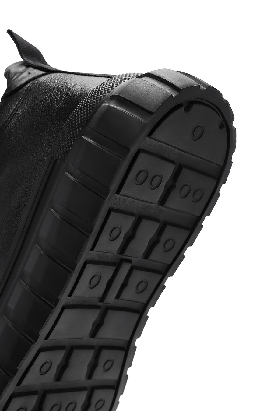Erkek Siyah Kalın Tabanlı Deri Blekli Sneaker Bot