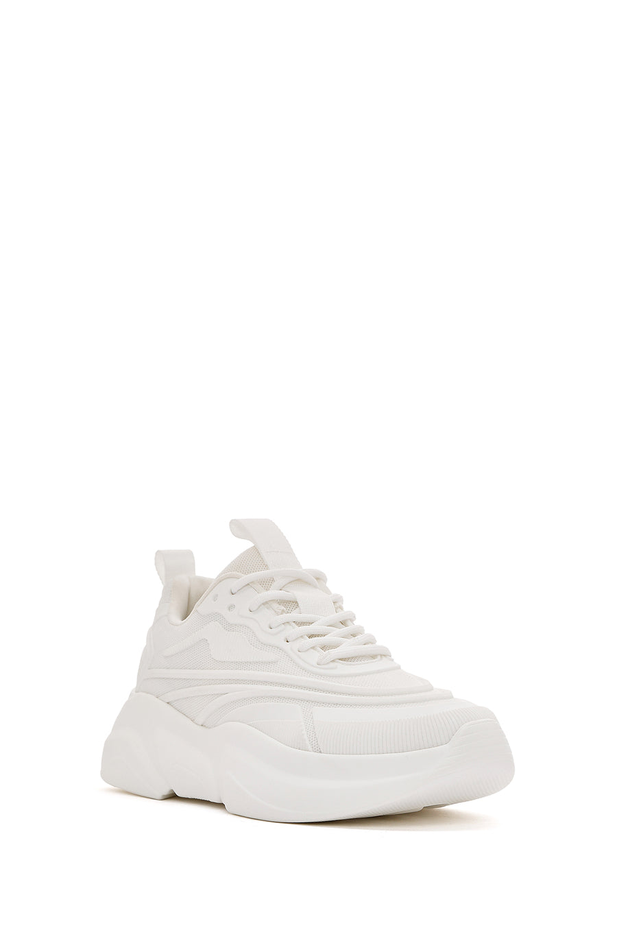 Women's White Lace-Up Thick Soled Sneaker