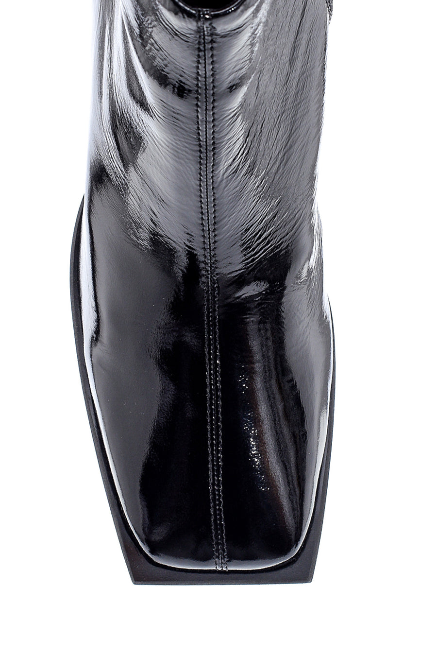 Women's Leather Patent Leather Heel Detailed Boots