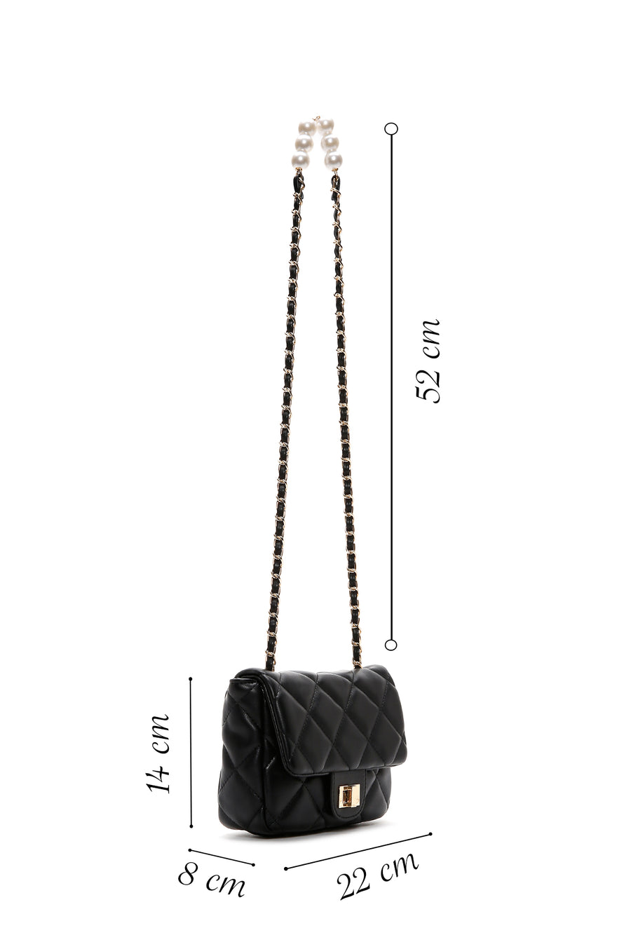 Women's Black Long Strap Quilted Crossbody Bag