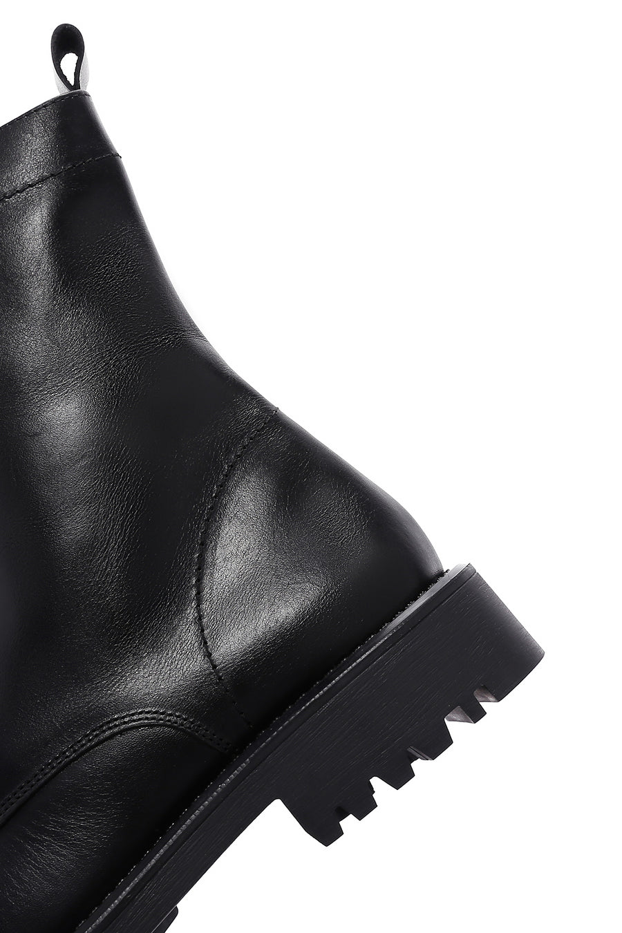 Women's Black Lace-Up Zipper Detailed Leather Combat Boots