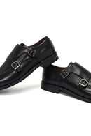 Male Black Double-Buckle Leather Casual Shoes | Derimod