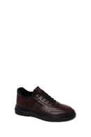 Erkek Kahverengi Bağcıklı Deri Sneaker | Derimod