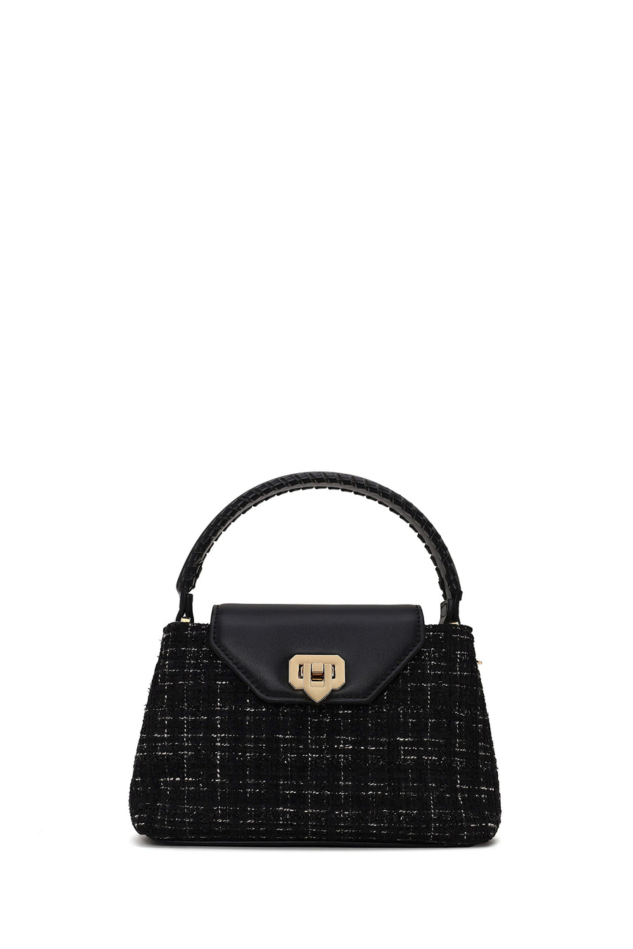 Woman Black Long-Strap Patterned Shoulder Bag