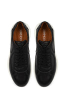 Erkek Siyah Bağcıklı Deri Casual Sneaker | Derimod