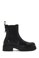 Woman Black Thick-Soled Leather Chelsea Boots | Derimod