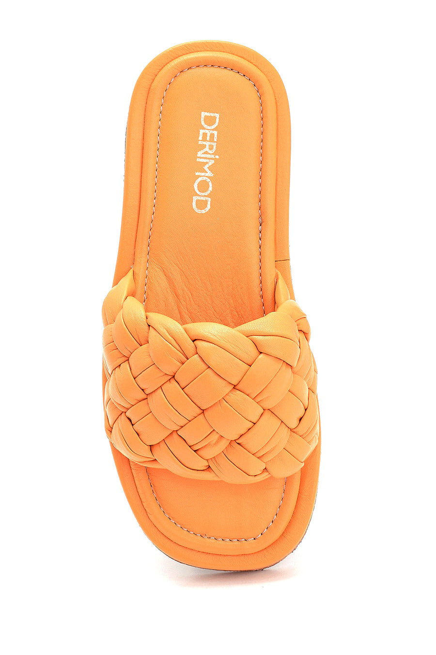 Women's Leather Knit Detailed Slippers