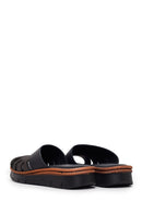 Woman Black Leather Comfort Slipper | Derimod