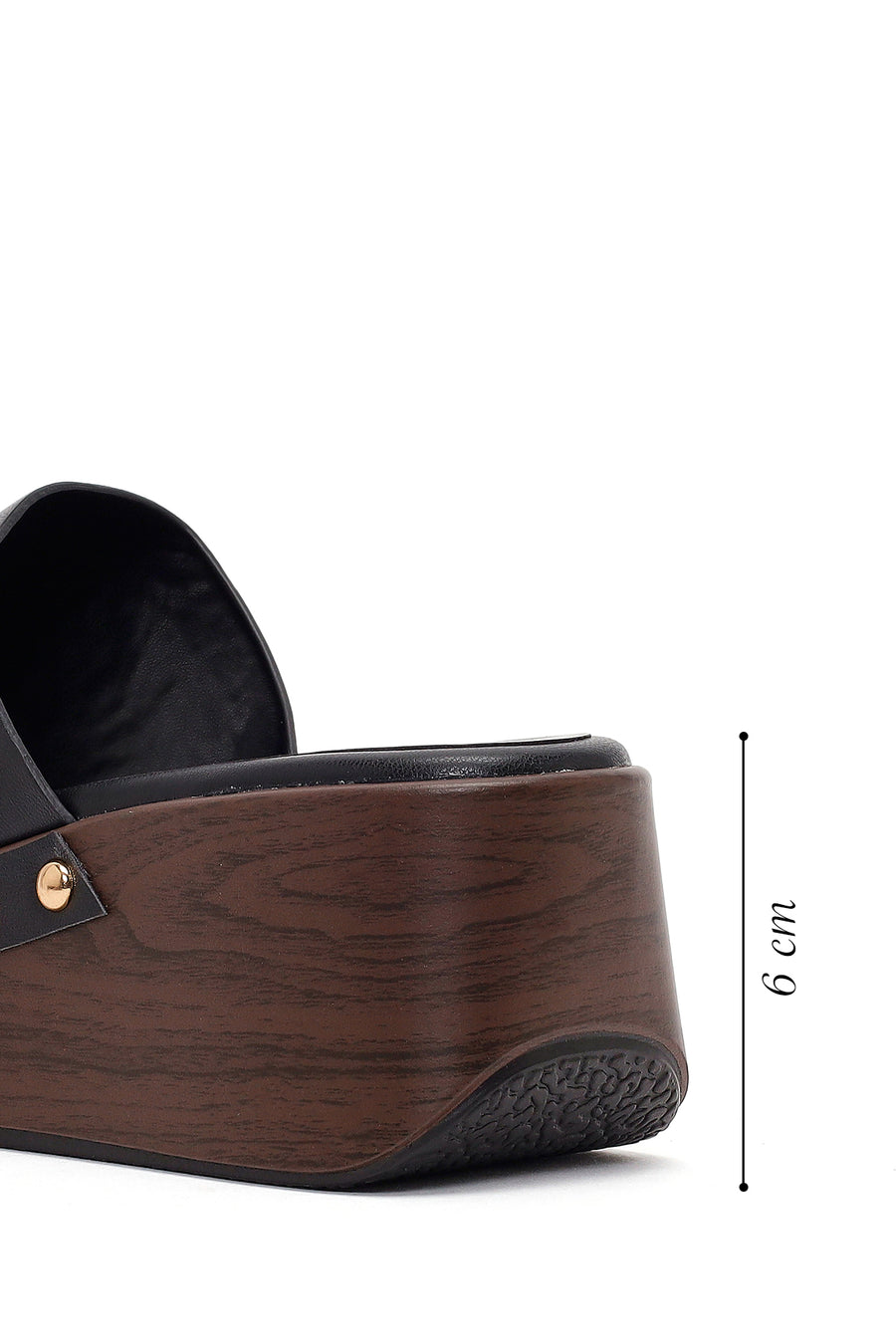 Women's Black Wedge Heeled Slippers