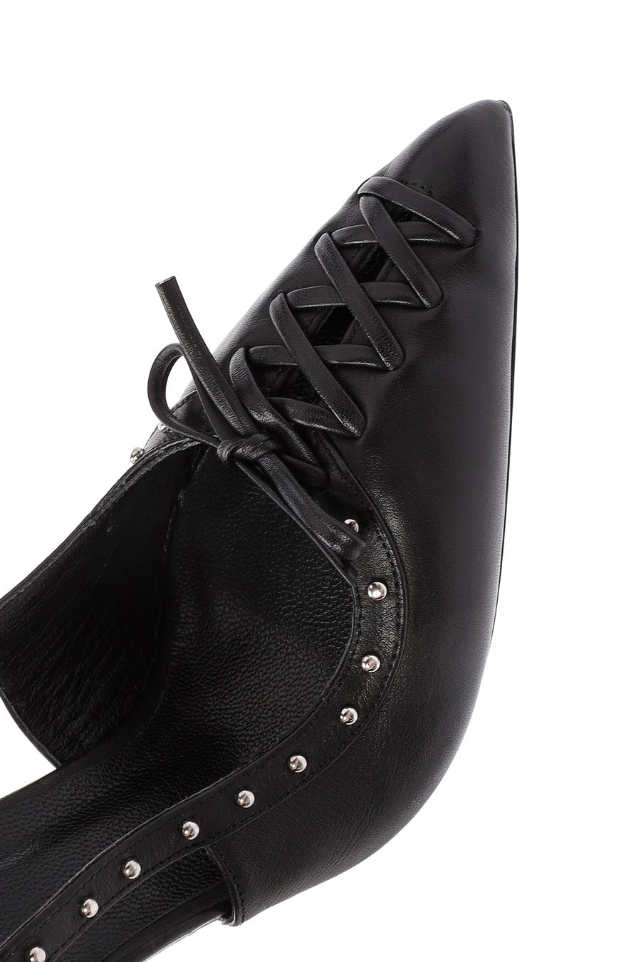 Women's Black Slingback High Thin Heel Leather Shoes
