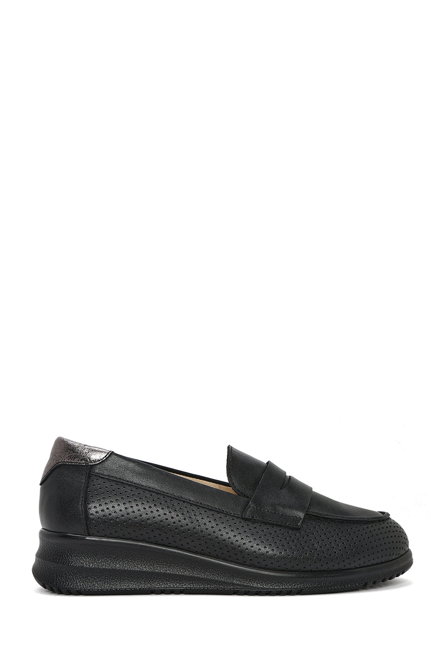 Kadın Siyah Dolgu Topuklu Deri Comfort Loafer 26PFD410418 | Derimod